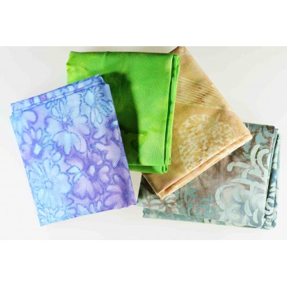 Lot de 4 coupons tissus patchwork batik